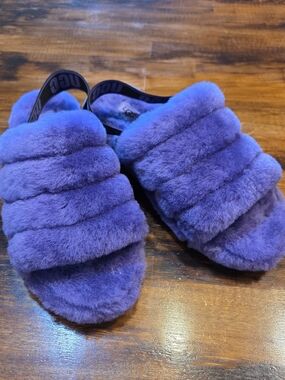 UGG Australia Fluff Yeah Slide Slippers Women's Sandals Purple Size 8 Platform
